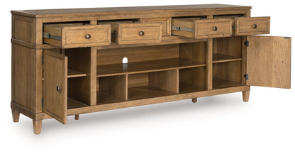Sharlance - Light Brown - XL TV Stand With Fireplace Option - Hornell Furniture Outlet