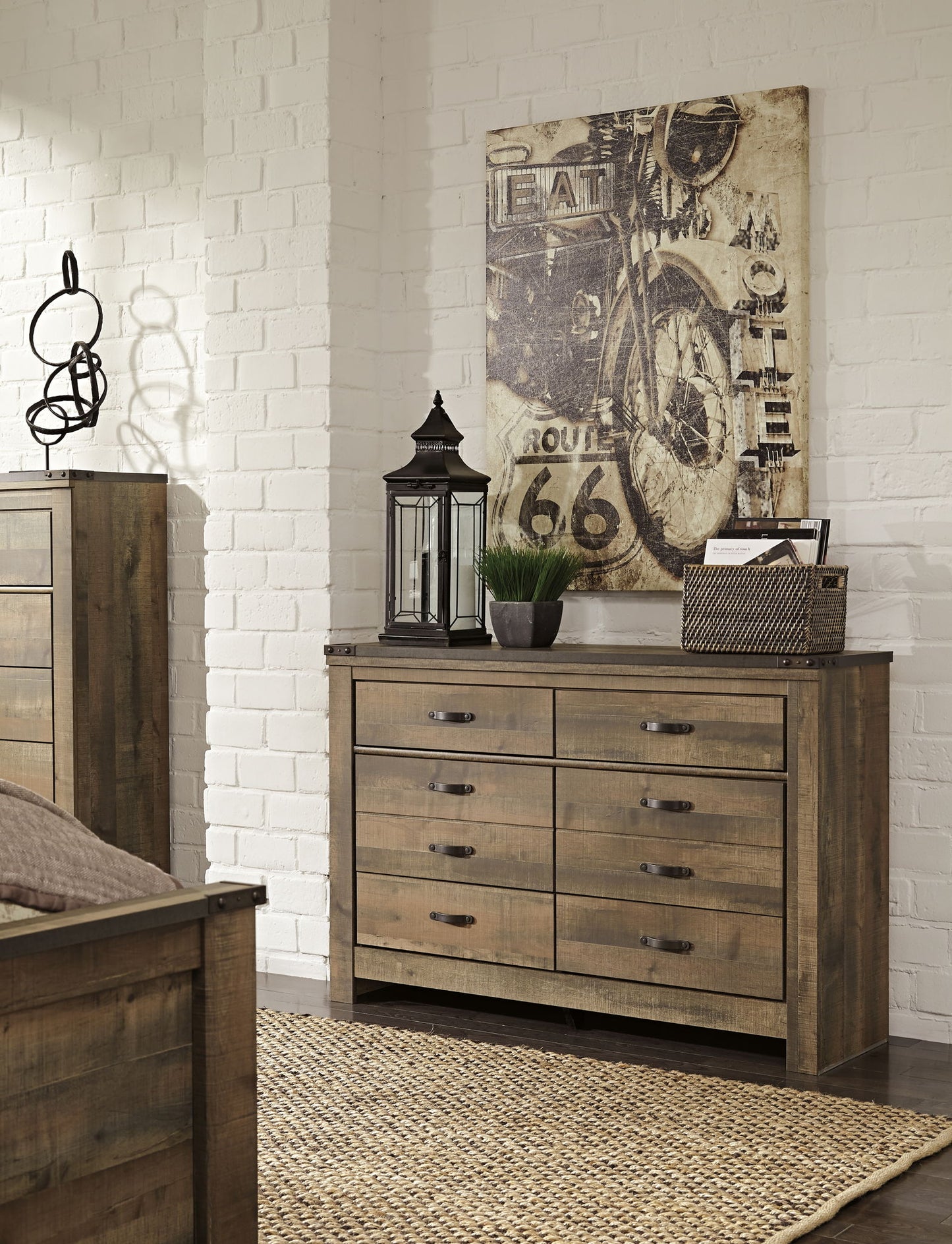 Trinell - Six Drawer Dresser - 61.34" x 15.98" x 42.99" - Brown Dark - Hornell Furniture Outlet