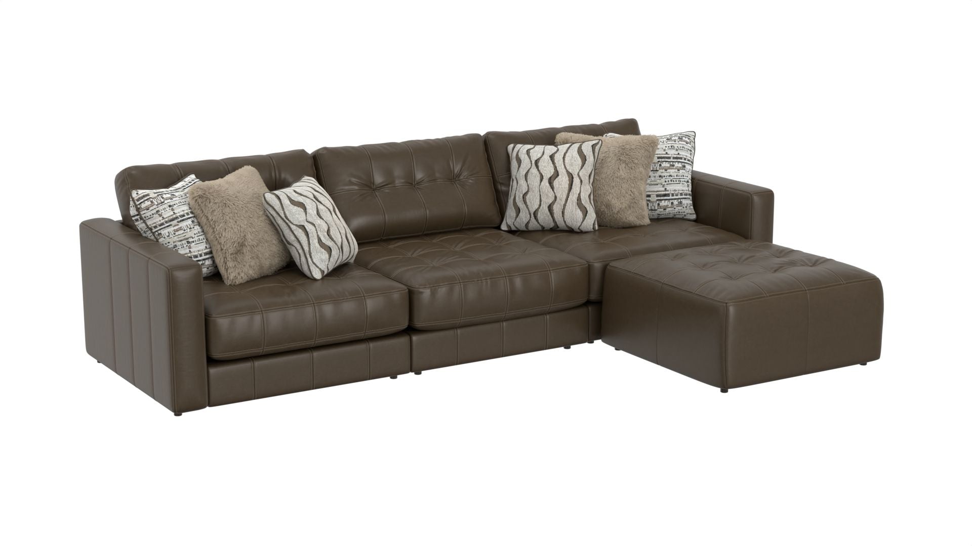 Siena - 4 Piece Modular Sectional With Cuddler Seat Cushions And Included Accent Pillows - Chocolate - Hornell Furniture Outlet