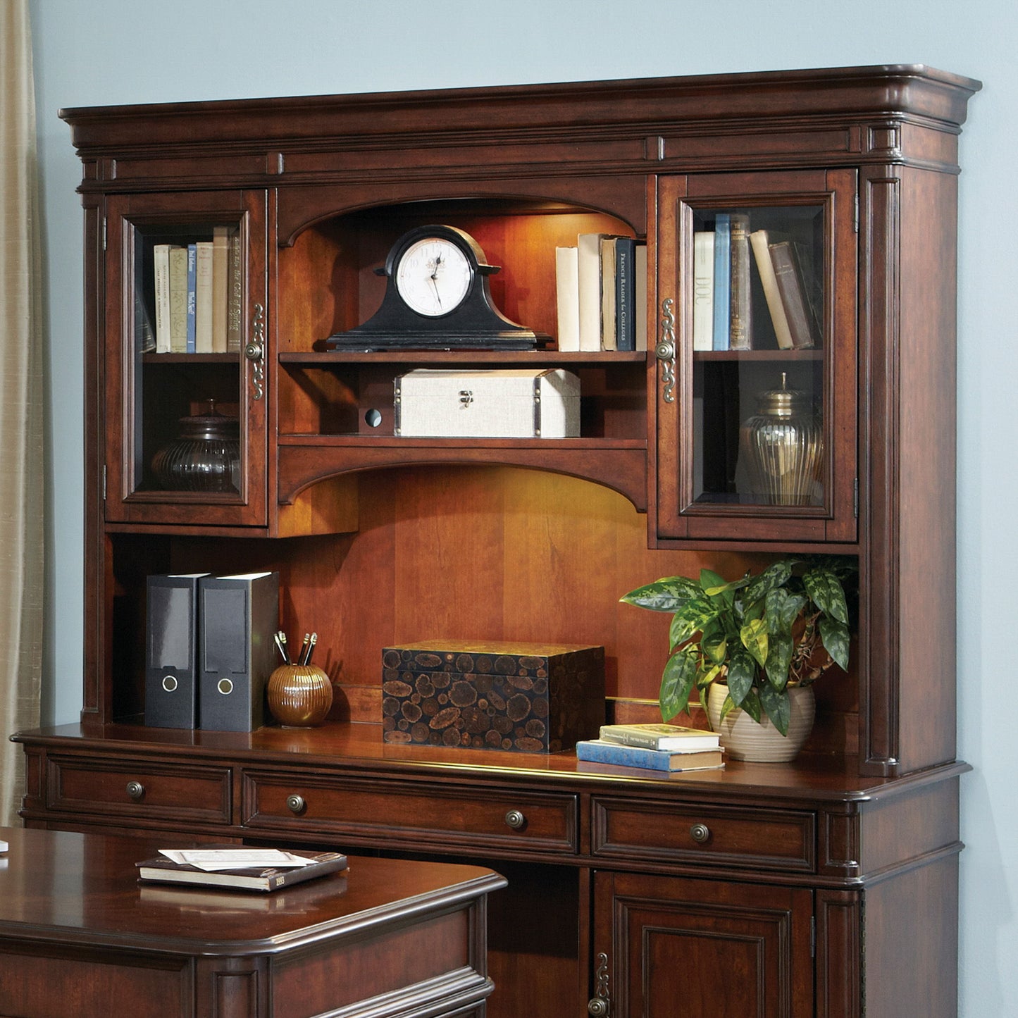 Brayton Manor - Jr Executive Credenza Hutch - Dark Brown - Hornell Furniture Outlet