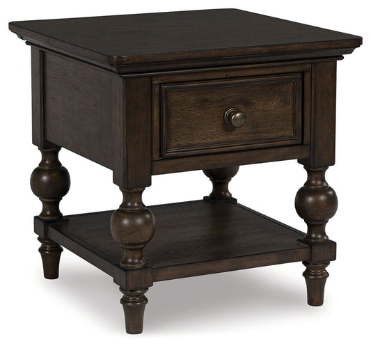 Veramond - Dark Brown - Square End Table - Hornell Furniture Outlet