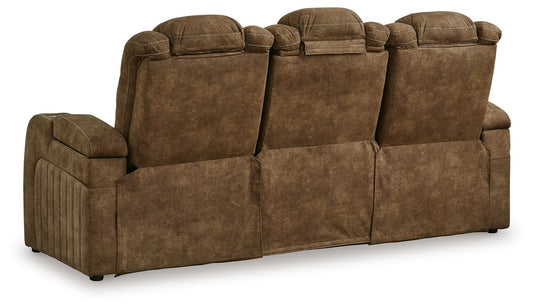 Wolfridge - Brindle - 2 Pc. - Power Reclining Sofa, Power Reclining Loveseat With Console - Hornell Furniture Outlet
