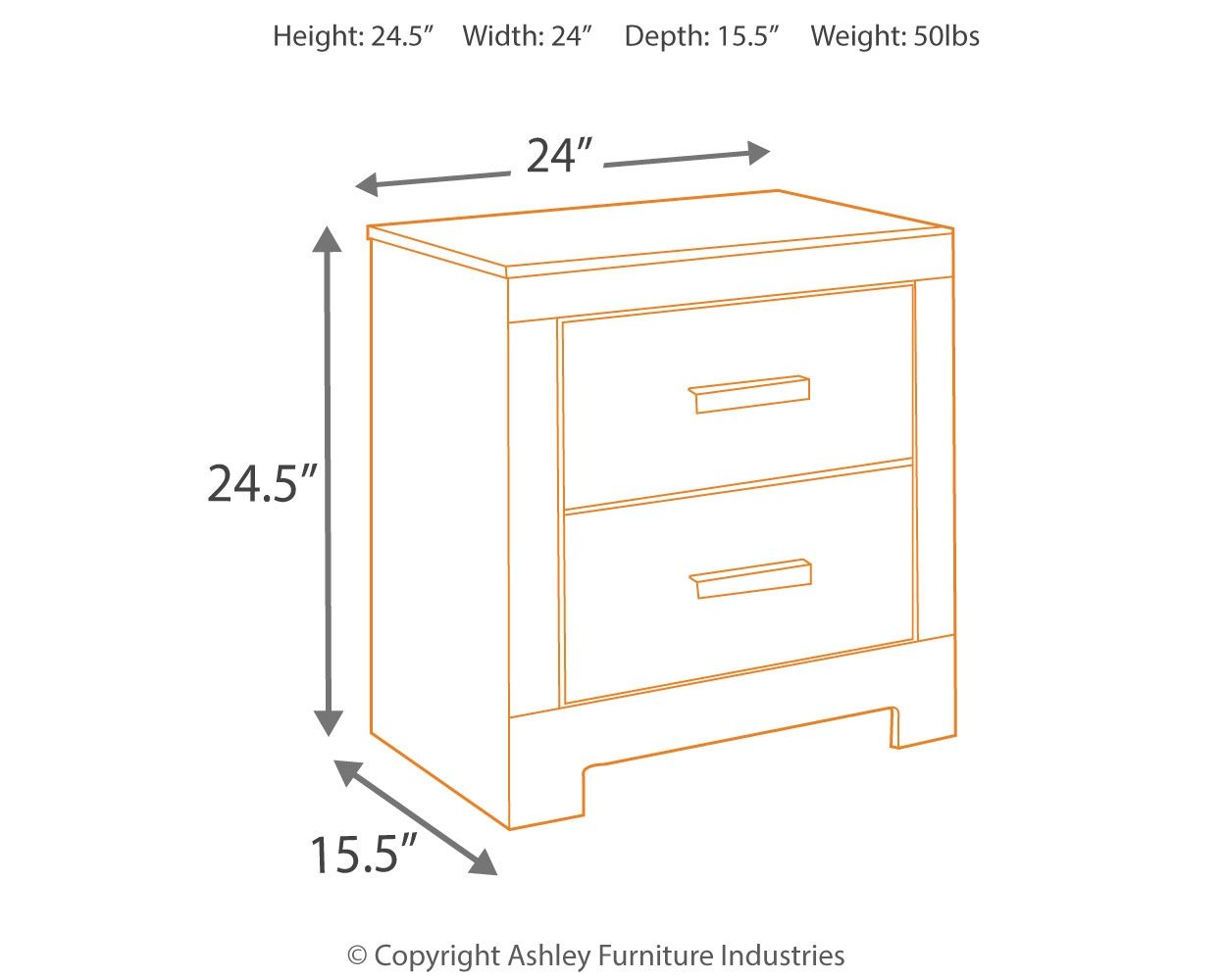 Culverbach - Gray - Two Drawer Night Stand - Hornell Furniture Outlet