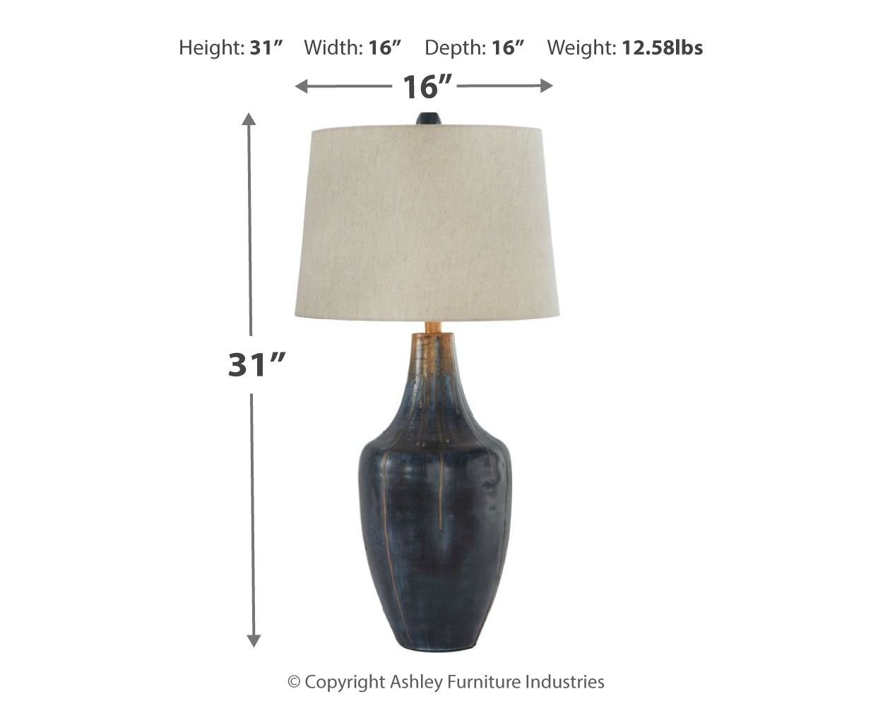 Evania - Indigo - Metal Table Lamp - Hornell Furniture Outlet