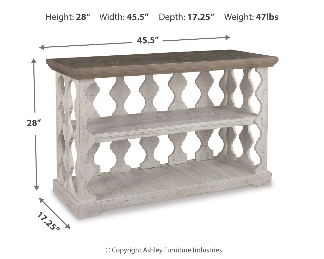 Havalance - Console Sofa Table - Gray / White - Hornell Furniture Outlet