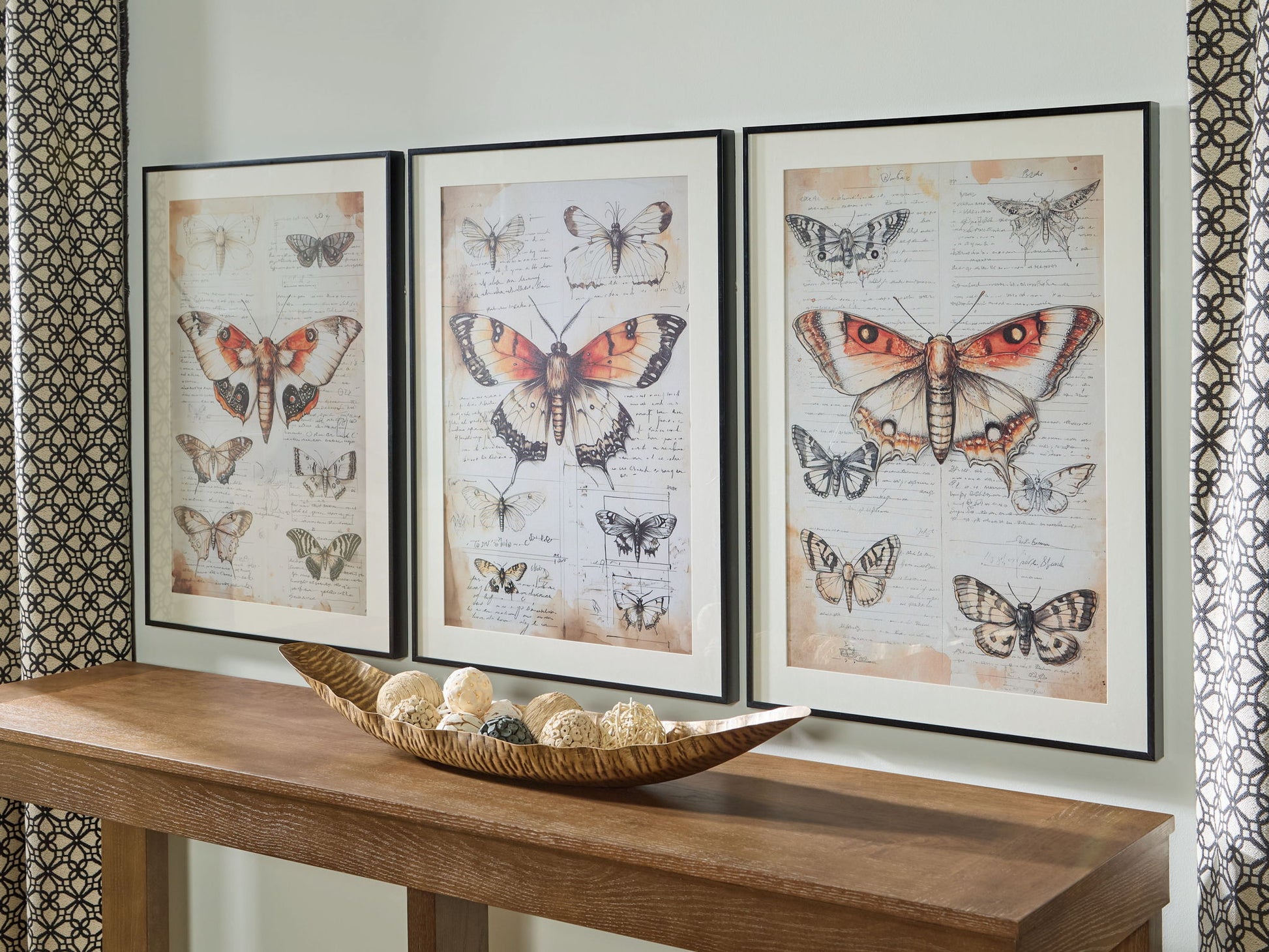 Jossletts - Orange / Black / Ivory - Wall Art Set (Set of 3) - Hornell Furniture Outlet