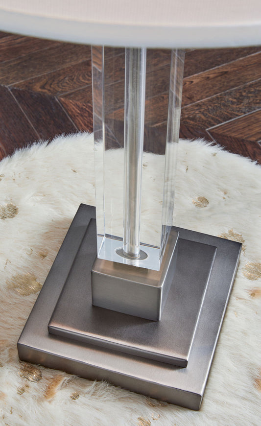 Deccalen - Clear / Silver Finish - Crystal Table Lamp - Hornell Furniture Outlet
