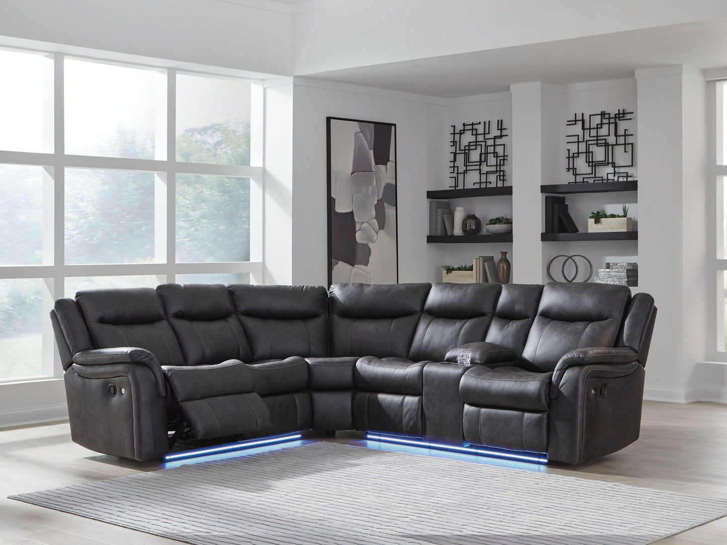 Sultan Meadow - Carbon - 2 - Piece Reclining Sectional - Hornell Furniture Outlet