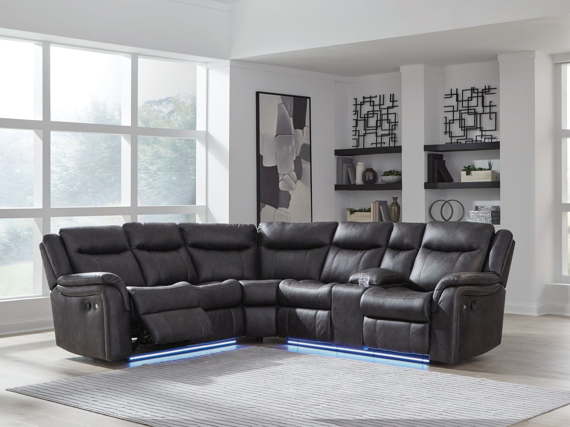 Sultan Meadow - Carbon - 2 - Piece Reclining Sectional - Hornell Furniture Outlet