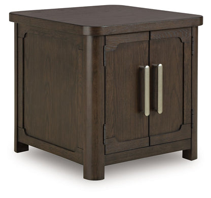 Breckington - Dark Brown - Rectangular 2 - door End Table - Hornell Furniture Outlet