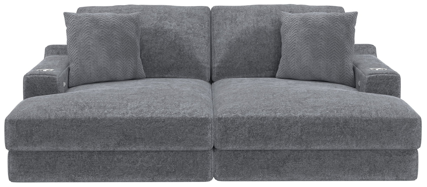 Cozy - 2 Piece Double Wide Chaise With USB Charging Ports - Hornell Furniture Outlet