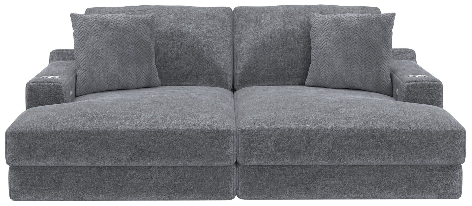 Cozy - 2 Piece Double Wide Chaise With USB Charging Ports - Hornell Furniture Outlet