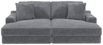 Cozy - 2 Piece Double Wide Chaise With USB Charging Ports - Hornell Furniture Outlet