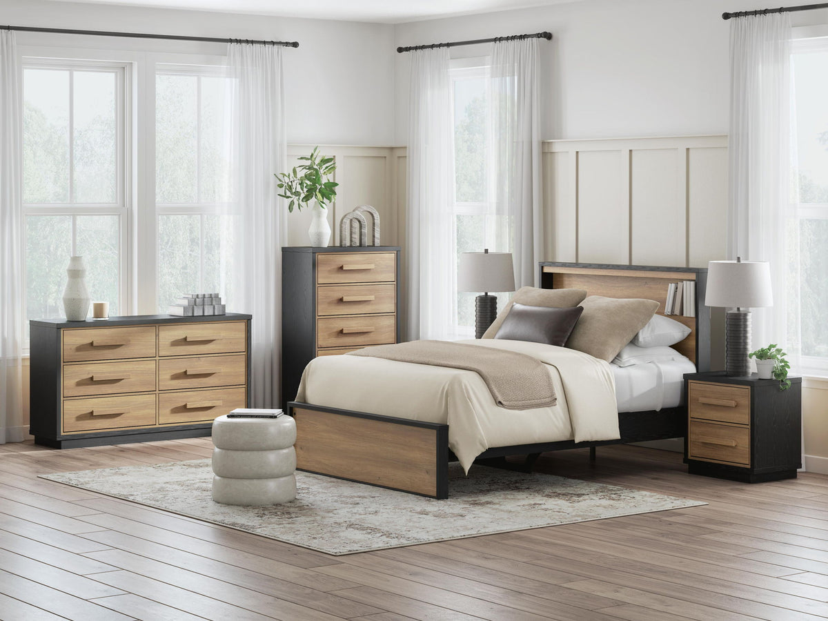 Kozmour - Two Drawer Night Stand - Black / Brown