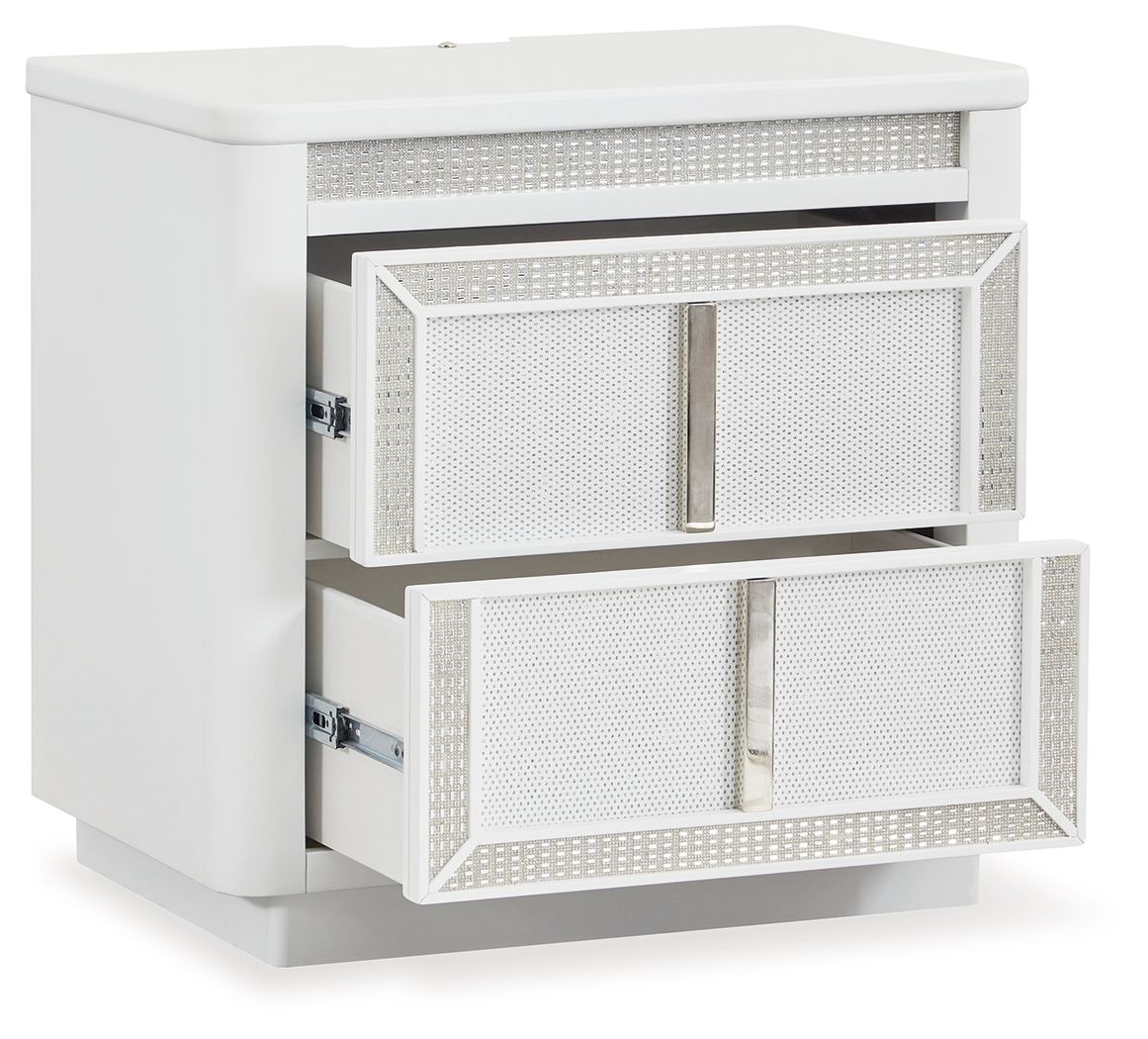 Chalanna - White - Two Drawer Night Stand - Hornell Furniture Outlet