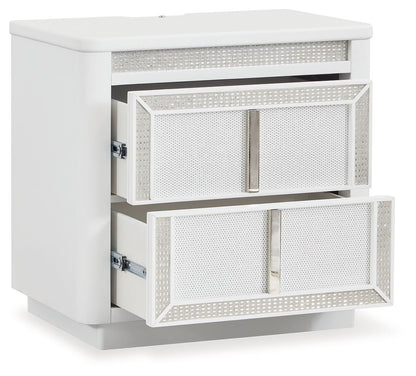 Chalanna - White - Two Drawer Night Stand - Hornell Furniture Outlet
