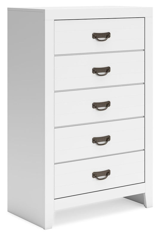 Binterglen - White - Five Drawer Chest - Hornell Furniture Outlet