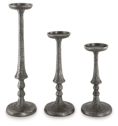 Eravell - Pewter Finish - Candle Holder Set (Set of 3) - Hornell Furniture Outlet