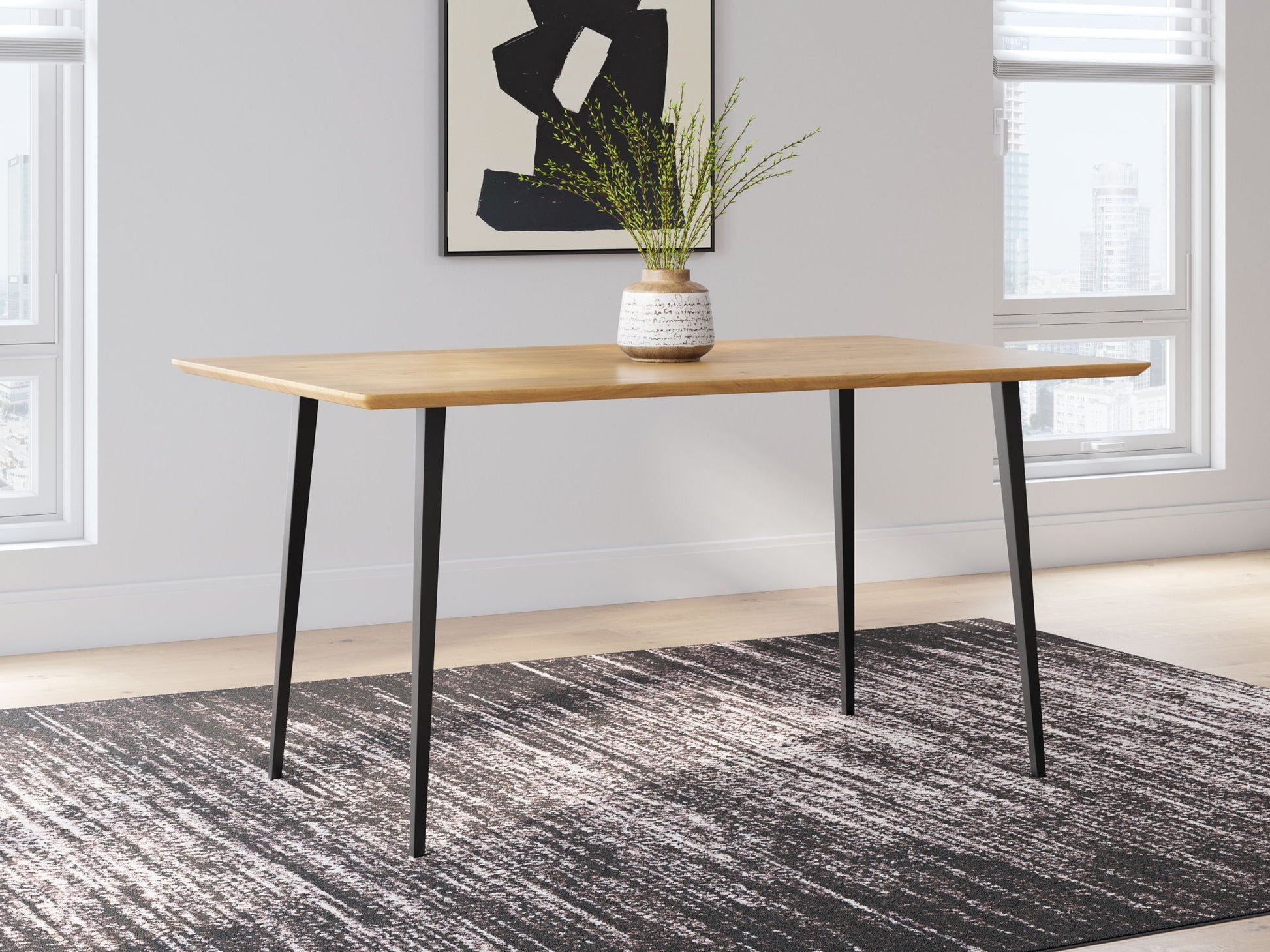 Gretlynn - Black / Natural - Rectangular Dining Room Table - Hornell Furniture Outlet