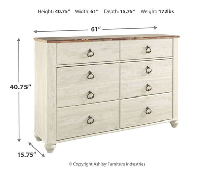 Willowton - Dresser, Mirror - Hornell Furniture Outlet