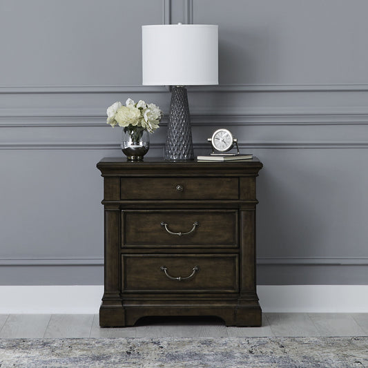 Arden Road - Nightstand With Charging Station - Satin Cherry - Hornell Furniture Outlet