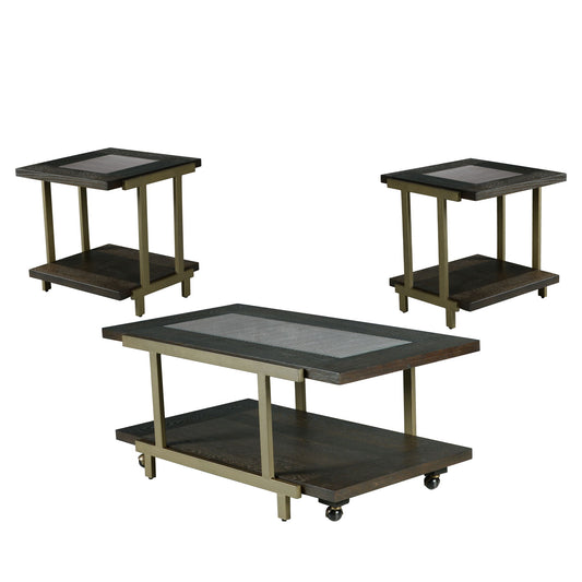 Terrell - 3 Piece Table Set - Brown - Hornell Furniture Outlet