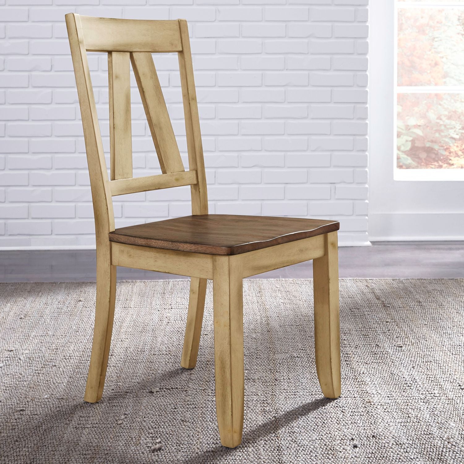 Lindsey Farm - Splat Back Side Chair (RTA) - Natural & Brown - Hornell Furniture Outlet