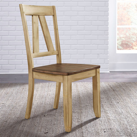 Lindsey Farm - Splat Back Side Chair (RTA) - Natural & Brown - Hornell Furniture Outlet
