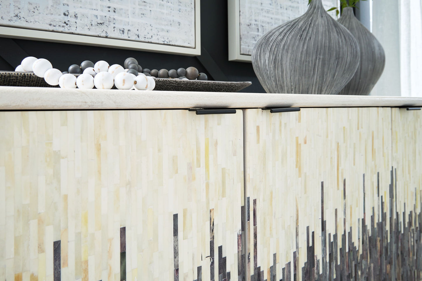 Freyton - White / Gray - Accent Cabinet - Hornell Furniture Outlet