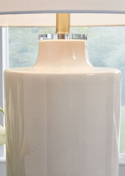 Cylener - Off White - Ceramic Table Lamp - Hornell Furniture Outlet