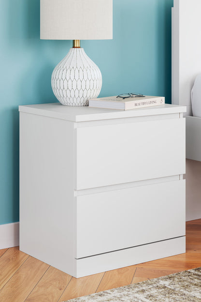 Onita - White - Two Drawer Night Stand - Hornell Furniture Outlet