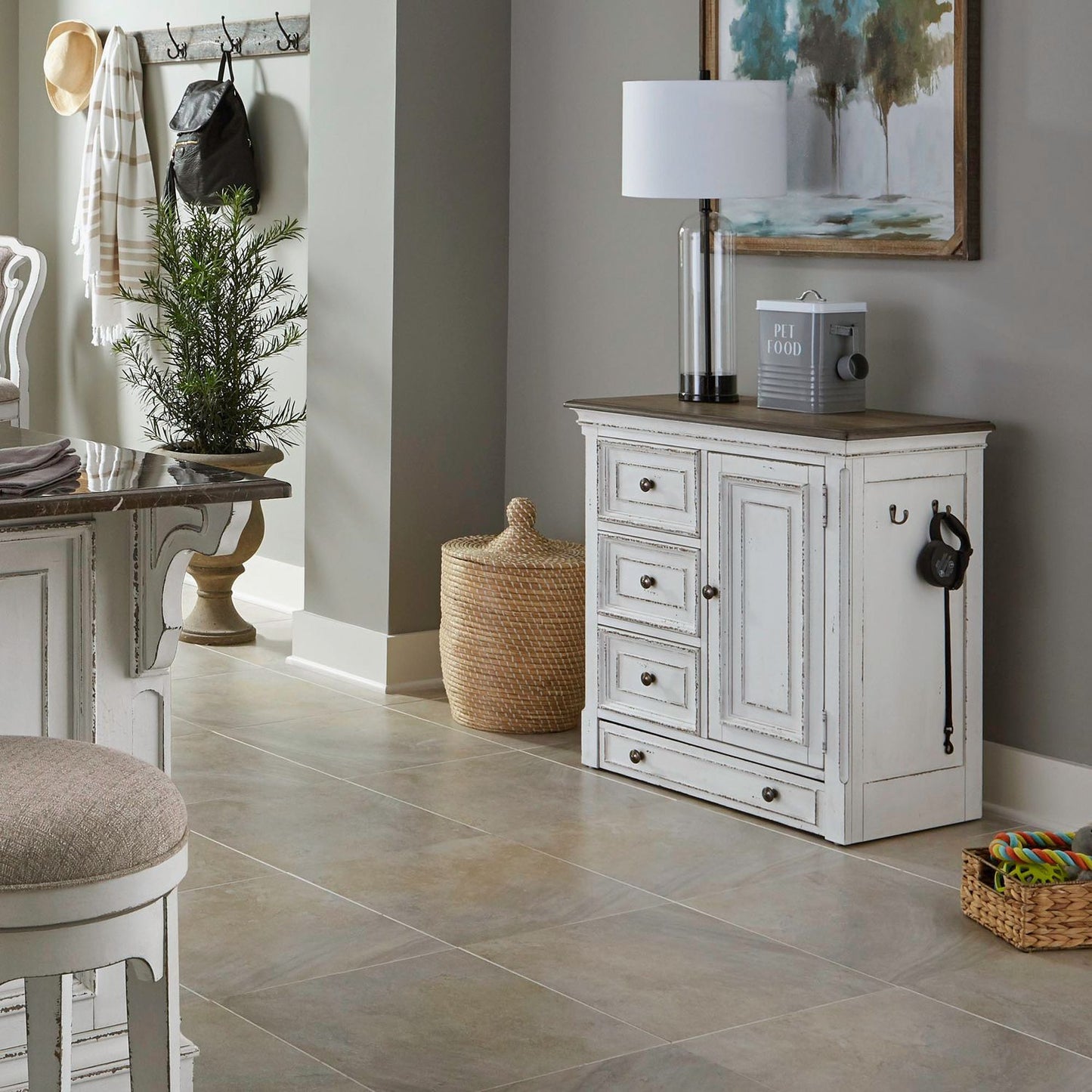 Magnolia Manor - Pet Feeder Cabinet - White - Hornell Furniture Outlet