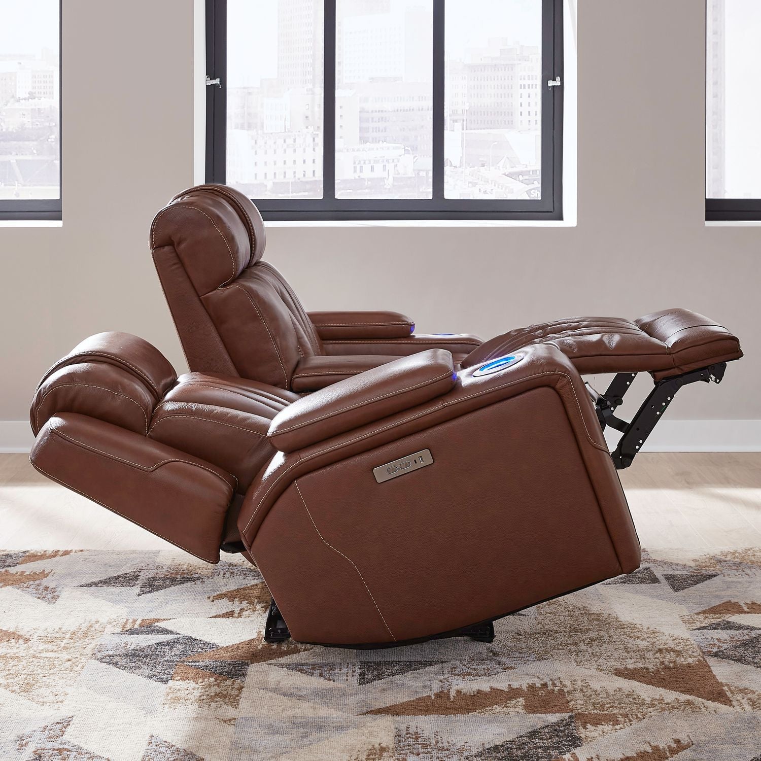 Caswell - Loveseat With Console P2 & ZG - Brown - Hornell Furniture Outlet