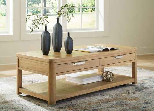 Rencott - Light Brown - Rectangular Cocktail Table - Hornell Furniture Outlet
