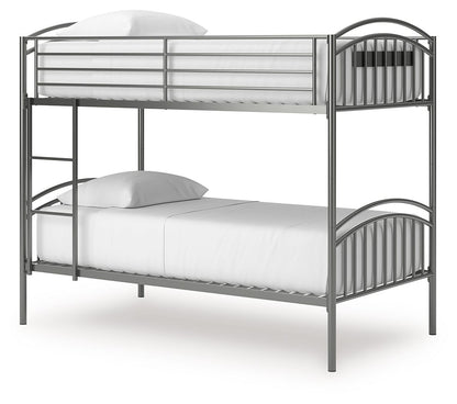 Lanceburg - Twin/Twin Bunk Bed With Ladder - Gray - Hornell Furniture Outlet