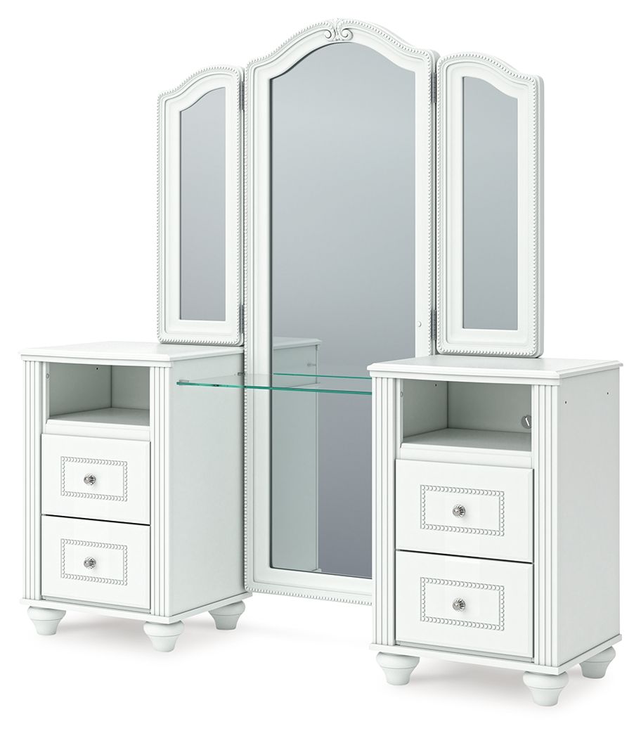 Kozlani - Vanity With Mirror - White - Hornell Furniture Outlet