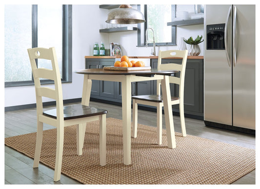 Woodanville - Cream / Brown - Round DRM Drop Leaf Table - Hornell Furniture Outlet