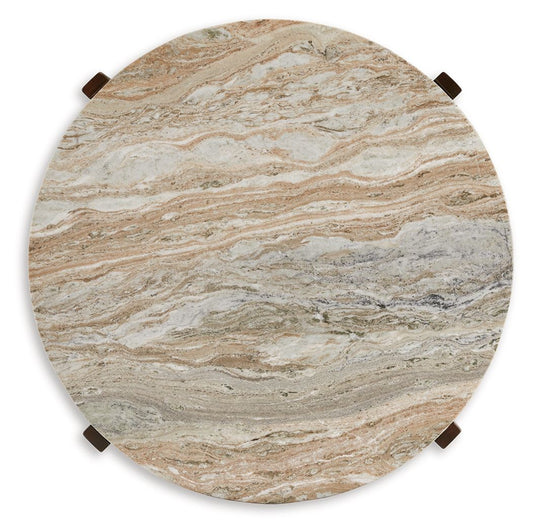 Tanidore - Warm Brown - Round Cocktail Table - Hornell Furniture Outlet