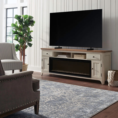 Fireplace TV Consoles - 652 80" Console With Fire FT - White - Hornell Furniture Outlet