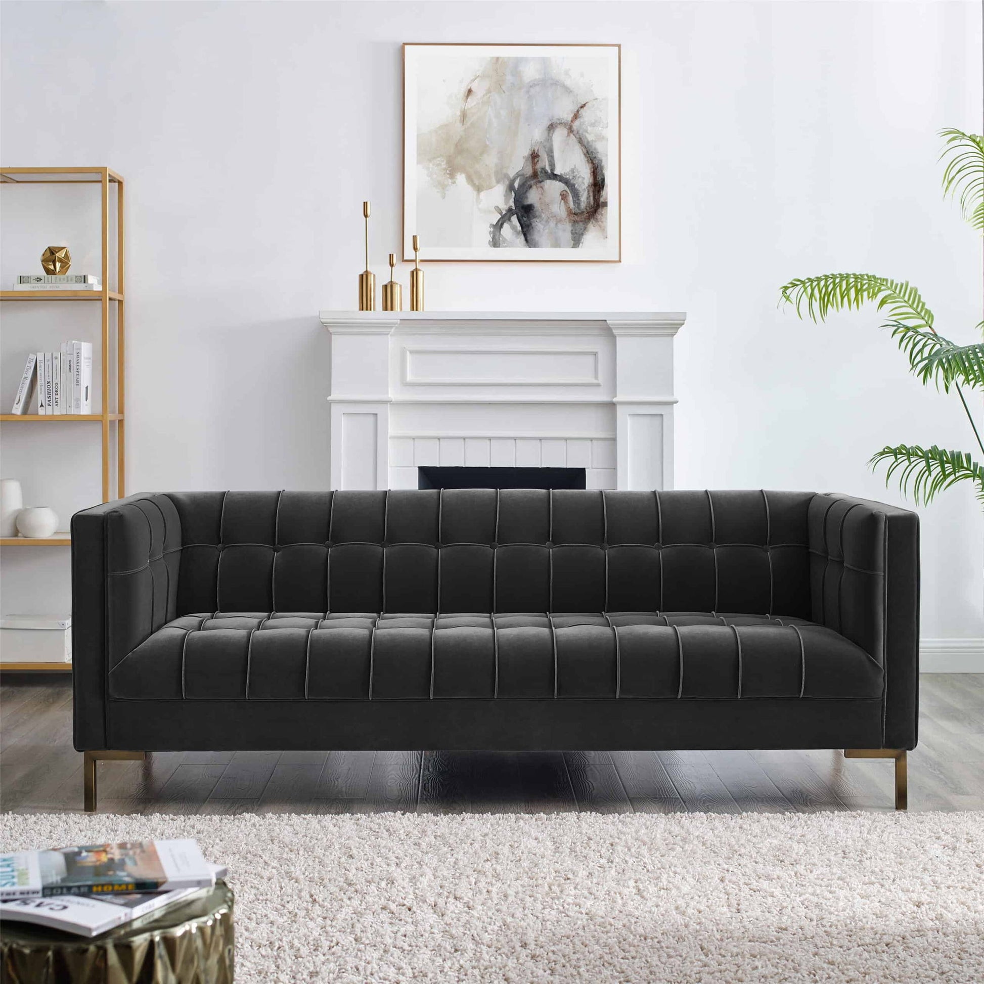Isaac - Channel Stitch Velvet Sofa - Hornell Furniture Outlet
