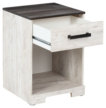 Shawburn - White / Black / Gray - One Drawer Night Stand - Open Cubby - Hornell Furniture Outlet