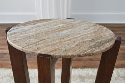 Tanidore - Warm Brown - Round End Table - Hornell Furniture Outlet