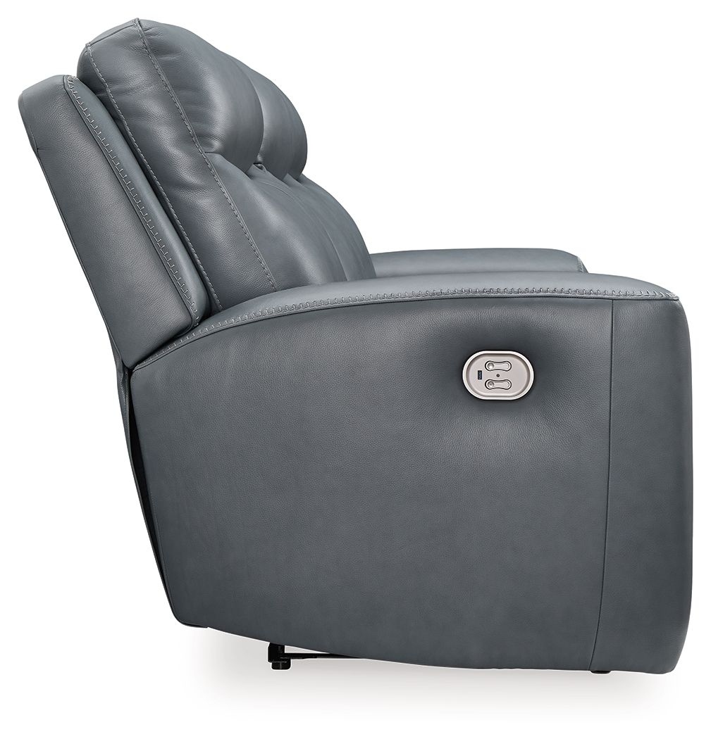 Mindanao - Steel - 2 Pc. - Power Reclining Sofa, Power Reclining Loveseat with Console - Hornell Furniture Outlet