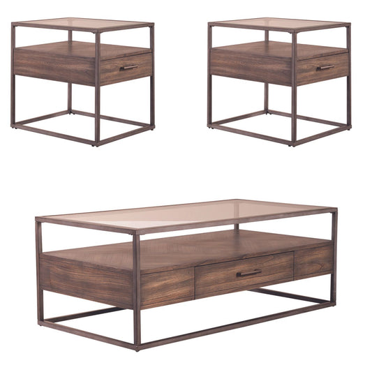 Jamestown - 3 Piece Living Room Set - Tobacco - Hornell Furniture Outlet