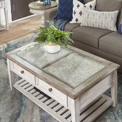 Heartland - Rect Ceiling Tile Cocktail Table - White - Hornell Furniture Outlet
