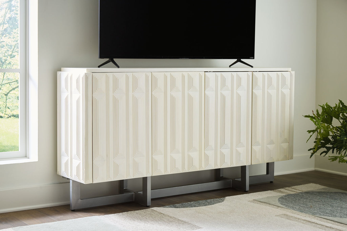 Ornawel - Distressed White - Accent Cabinet - Hornell Furniture Outlet