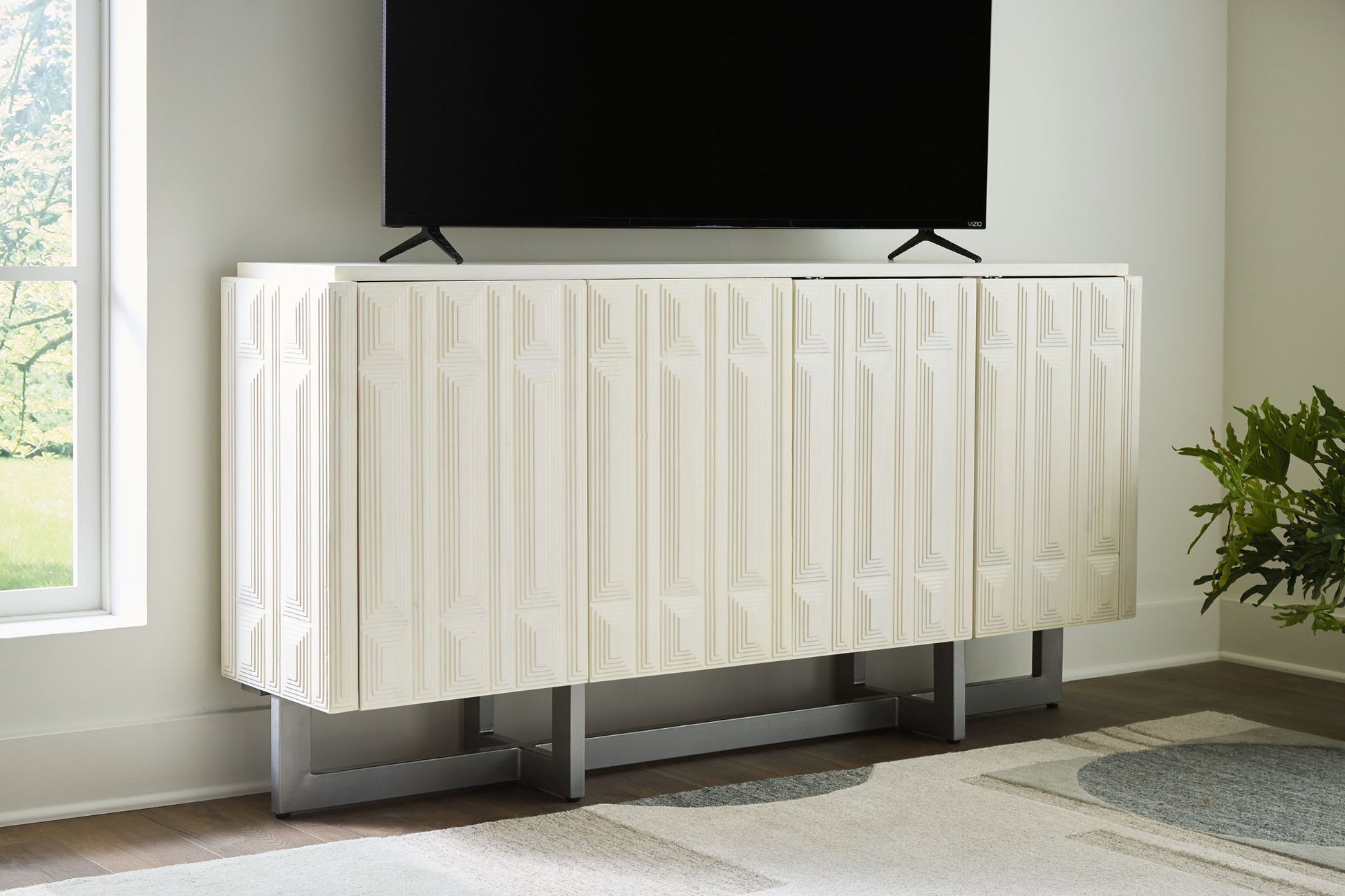Ornawel - Distressed White - Accent Cabinet - Hornell Furniture Outlet