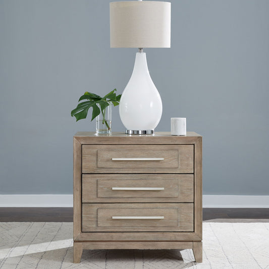 Brentwood - 3 Drawer Nightstand With Charging Station - Sandstone - Hornell Furniture Outlet