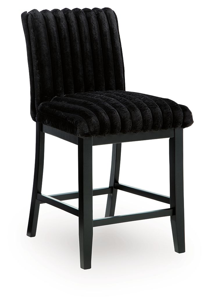 Mervannie - Upholstered Barstool (Set of 2) - Black - Hornell Furniture Outlet