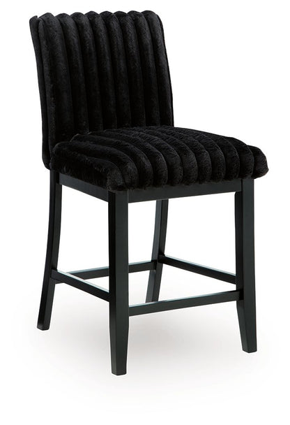 Mervannie - Upholstered Barstool (Set of 2) - Black - Hornell Furniture Outlet
